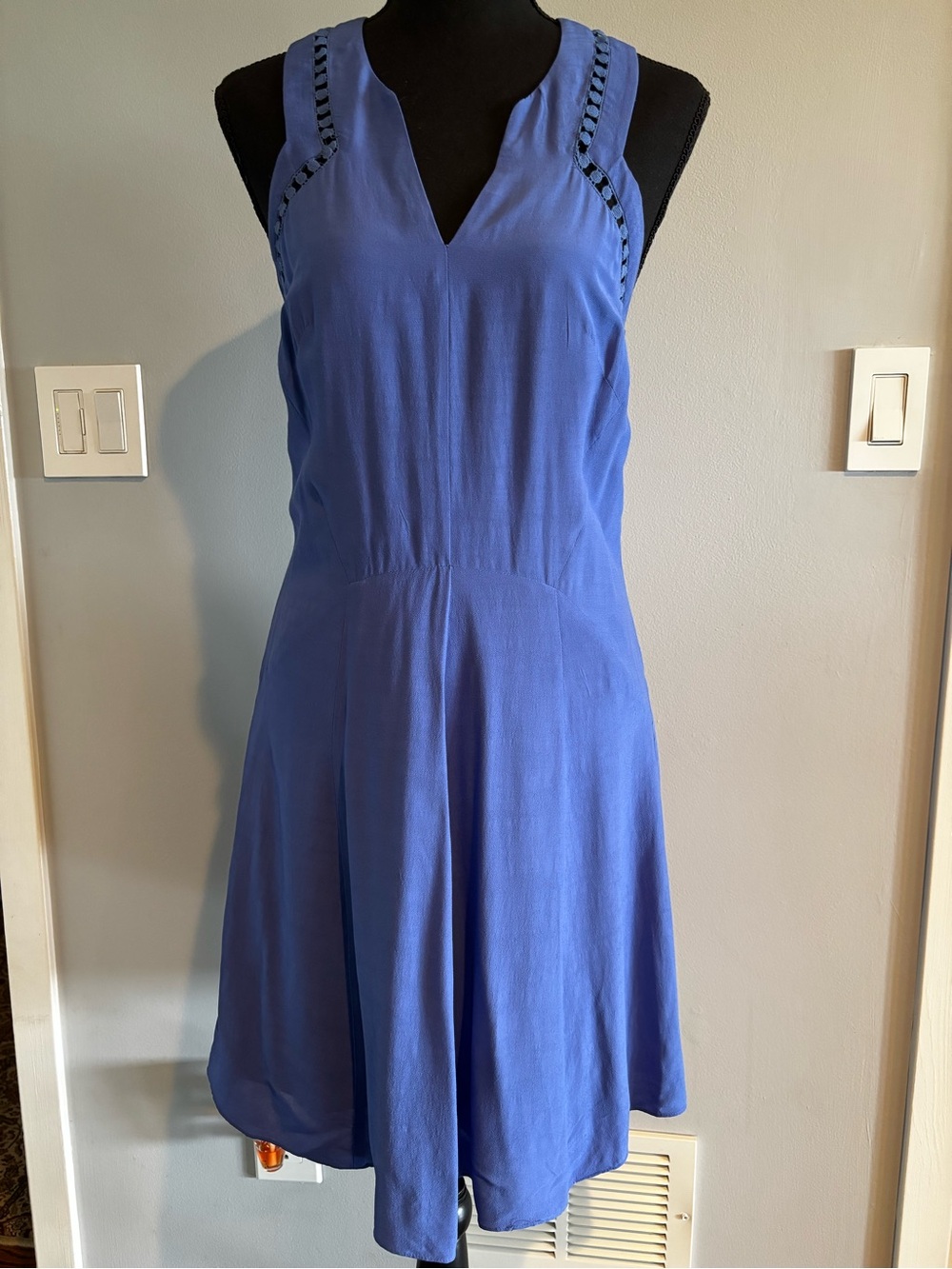 Rebecca Taylor Blue Sleeveless V-Neck Dress